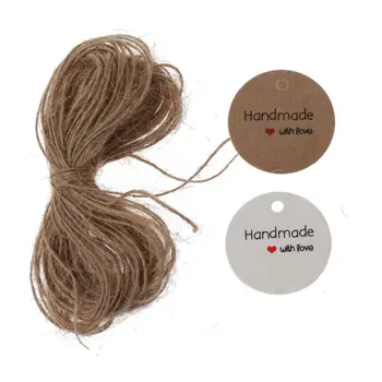 

100Pcs Round Kraft Paper Handmade with Love Strung Tag Cookies Candy Wedding Favors Custom Brand Name Logo Price Labels