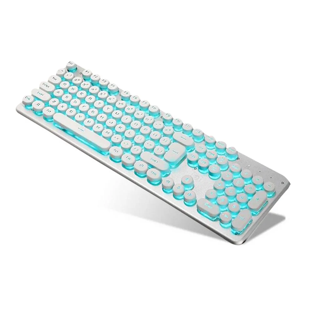 Игровая механическая клавиатура панк ретро 104 клавиш RGB клавиатура с подсветкой металлическая панель USB Проводная Водонепроницаемая компьютерная игровая клавиатура