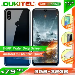 OUKITEL C15 Pro + 6,088 ''3 ГБ 32 ГБ MT6761 Капля воды экран 4G смартфон C15 Pro + отпечаток пальца лица ID 2,4G/5G WiFi мобильный телефон
