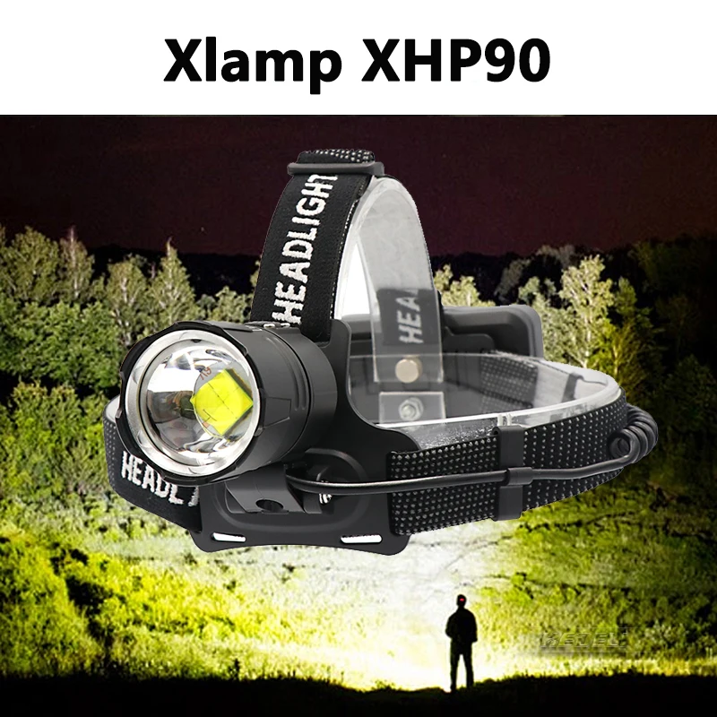 Z40 8000 Люмен XHP90 светодиодный налобный фонарь для рыбалки, кемпинга, фонарь высокой мощности, налобный фонарь, масштабируемый USB фонарь, фонарик 18650