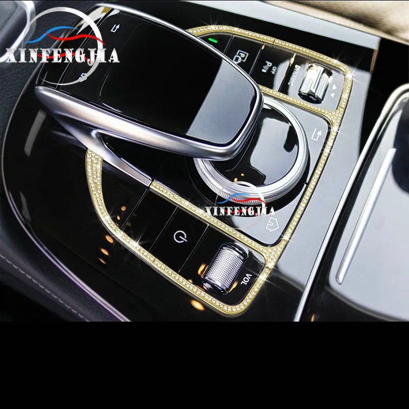 Для Mercedes-Benz C E класса GLC W205 W213 X253 15-19 серебристый золотой кристалл стиль шестерни сдвижной Каркас Крышка отделка