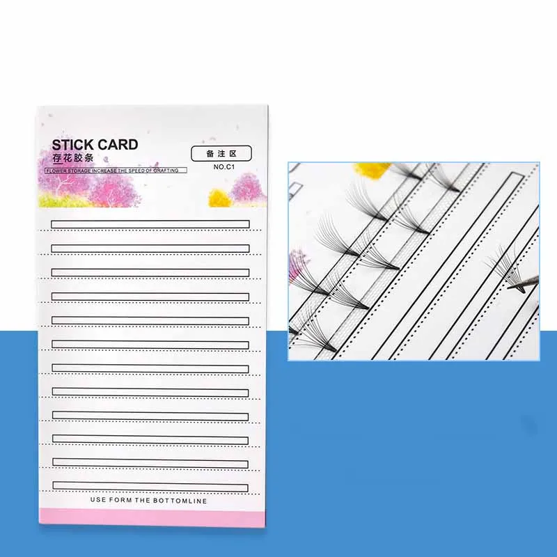 Grafting Blossom Stick Eyelash Extension Storage Card Grafted Premade Fans Volume Lash Sticky Strip Tape False Eyelashes 10Pcs