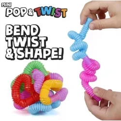 Mini Tubes Soufflet en Plastique, Jouet à Presser Anti Stress, Capacités Sensorielles, pour Adulte, Enfant, Autiste, 5 Pièces 