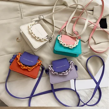 

WENYUJH Ladies Simple Versatile Bag Hit Color Women Crossbody Bags Female Mini Handbags Chain Lady PU Leather Shoulder Purse