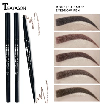

Teayason 2in1 eyebrow pencil dual ended slim flat eyebrow enhancer waterproof long lasting brown black eyebrow pencil AM103