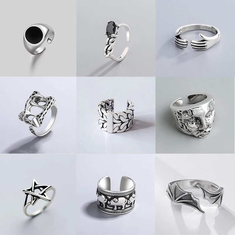 Adjustable Punk Wing Ring In Silver For Women Vintage Style_voghion.com