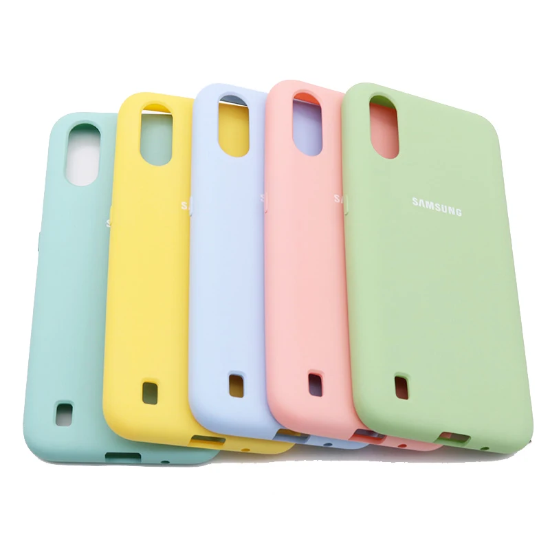 mobile flip cover Original Samsung Galaxy A01 High Quality Liquid Silicone Case Silky Soft-Touch Back Cover For Galaxy A01 SM-A015A Phone Shell phone pouch bag