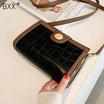 

[BXX] Crocodile Pattern PU Leather Crossbody Bags For Women 2020 Luxury Handbags Ladies Simple Travel Shoulder Hand Bags HO834