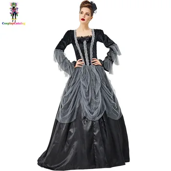 

Grey Lady Victorian Ball Gown Costume Womens Halloween Wicked Vampire Tutu Dress Countess/Dark Princess Costume Plus Size XXL