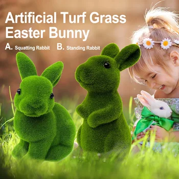

Behogar Easter Turf Grass Rabbit Artificial Moss Animal Bunny Figurines Ornaments for Easter Holiday Spring Garden Yard Decor