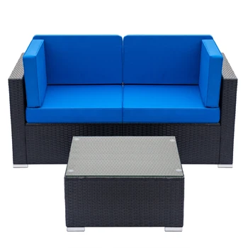 

Fully Equipped Weaving Rattan Sofa Set High Quality Corner Sofas Single Sofa Coffee Table Living Room Furniture Fast shipping