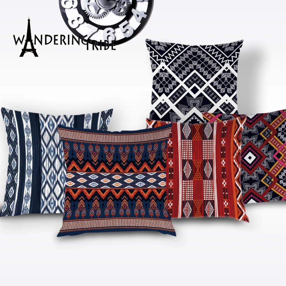 Наволочка в ретро стиле с геометрическим рисунком декоративные наволочки клетку