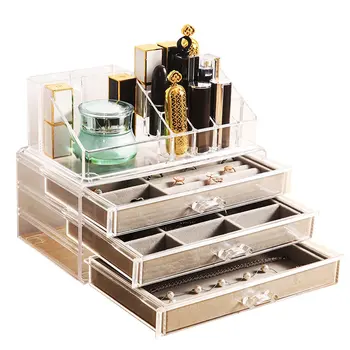 

Multifunctional Acrylic 3-Layers Jewelry Storage Box Drawer Ring Earrings Insert Display Cufflinks Cosmetic Organizer Dustproof