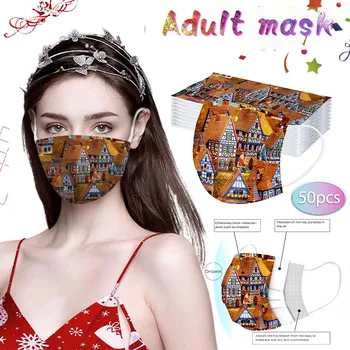 

Disposable Outdoor High Quality Mask 50/100 Pcs Adult's Christmas Mask Breathable 3ply Earhook Face Mask Fashion Маска Máscara