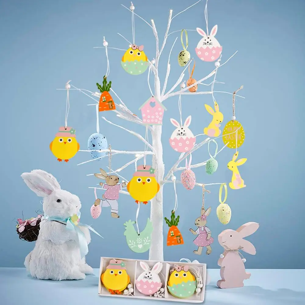 PATIMATE цыпленок пасхальные Деревянные Подвески счастливое пасхальное украшение