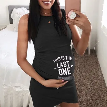 

Women Maternity Summer Sleeveless Letter Print Casual Sundress Pregnancy Dress Pregnant Mother Dress Pregnancy Clothes Clothing