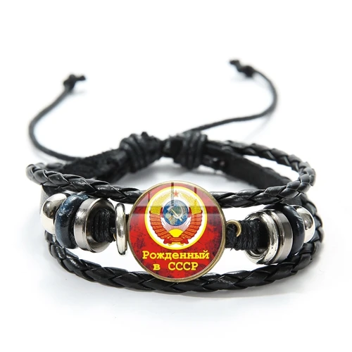 SONGDA CCCP советские значки русский кожаный браслет космический полёт Вселенная советская коммунизма символ Шарм, мужской браслет ювелирные изделия - Окраска металла: Style 16