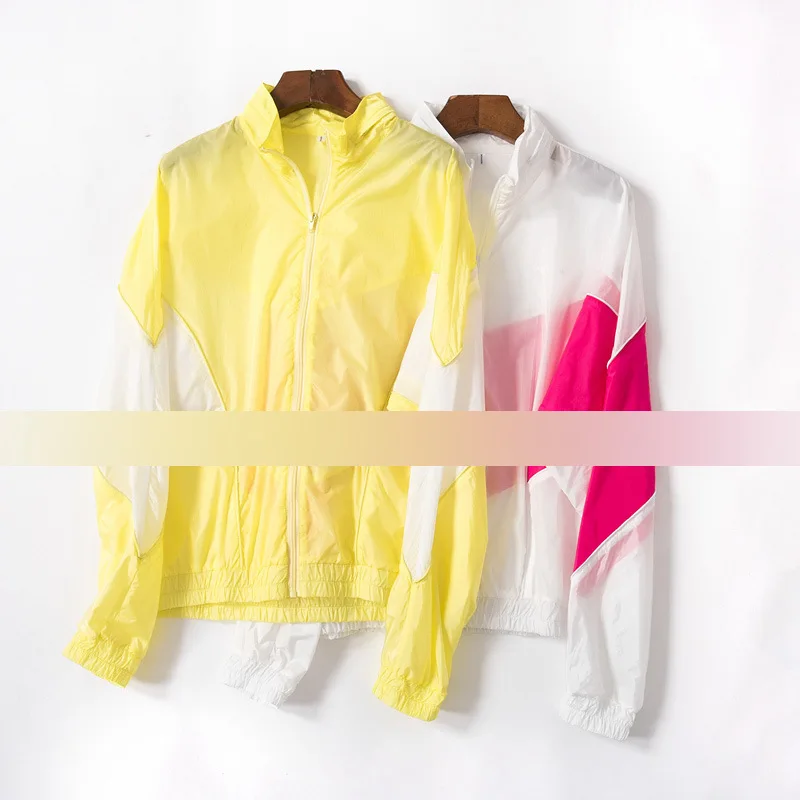

KT18 2019 Spring Clothing New Style Contrast Color Joint Casual Loose-Fit Sporty Thin Sun Protection Clothing Fashion Cropped Ja