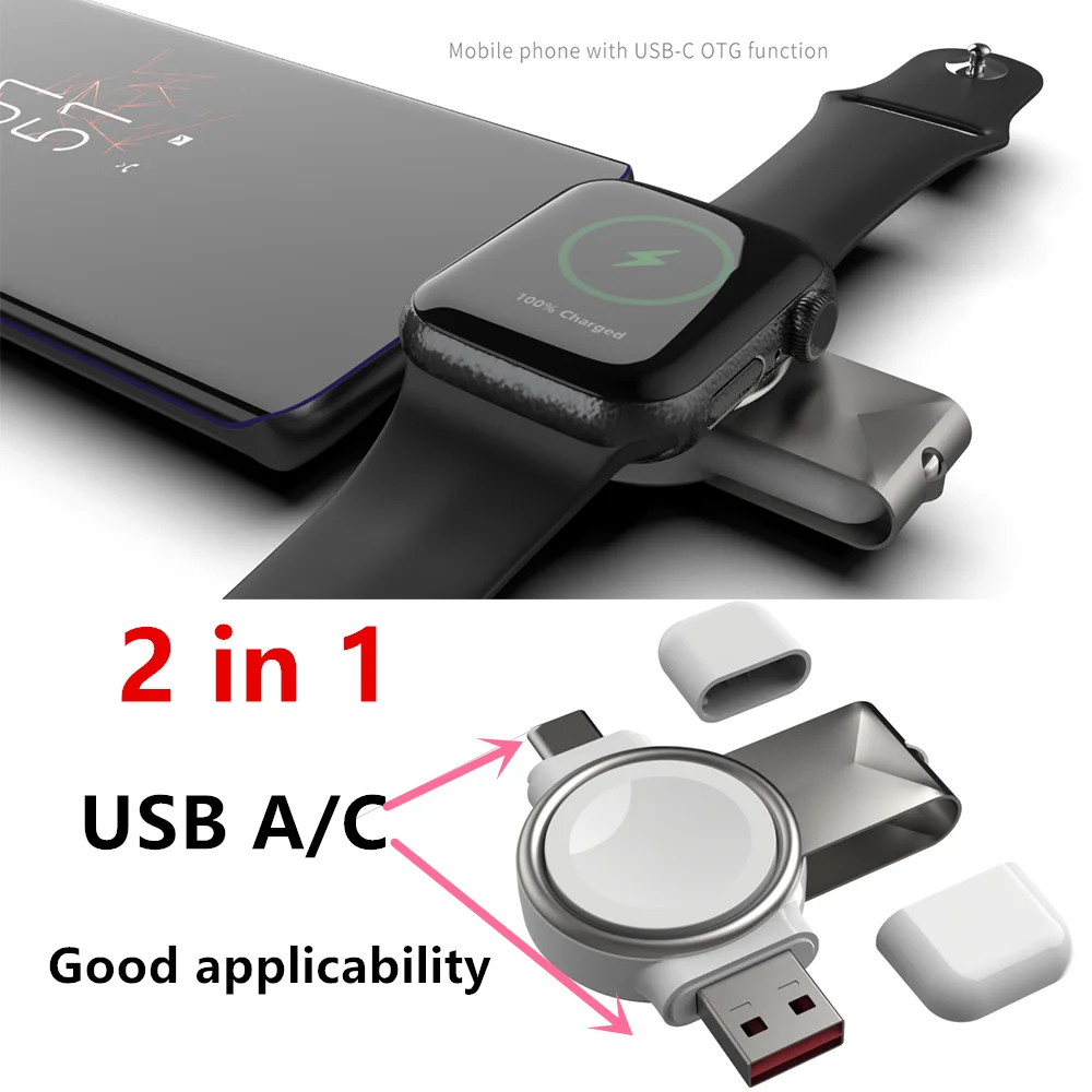 2 in 1 Magnetic Wireless Charger Apple Watch 8 7 6 5 4 SE Ultra iWatch Charger Fast Charging Station wireless charger