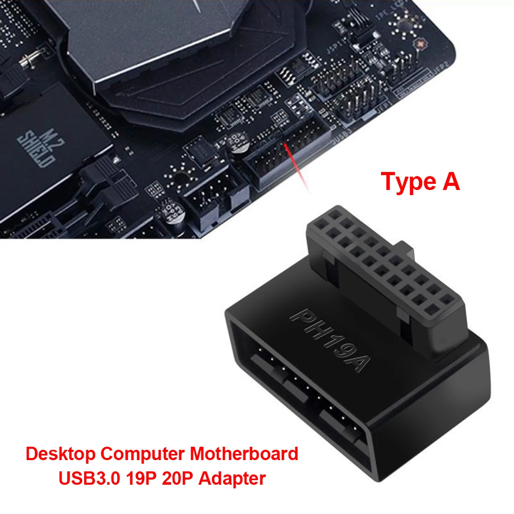 USB3.0 19P/20P Adapter with 90-Degree Steering Elbow for Desktop Computer Motherboards Description Image.This Product Can Be Found With The Tag Names 90 degree adapter usb3 0, Plug computer board, Usb 30 90 degree adapter motherboard, Usb3 0 90 degree motherboard
