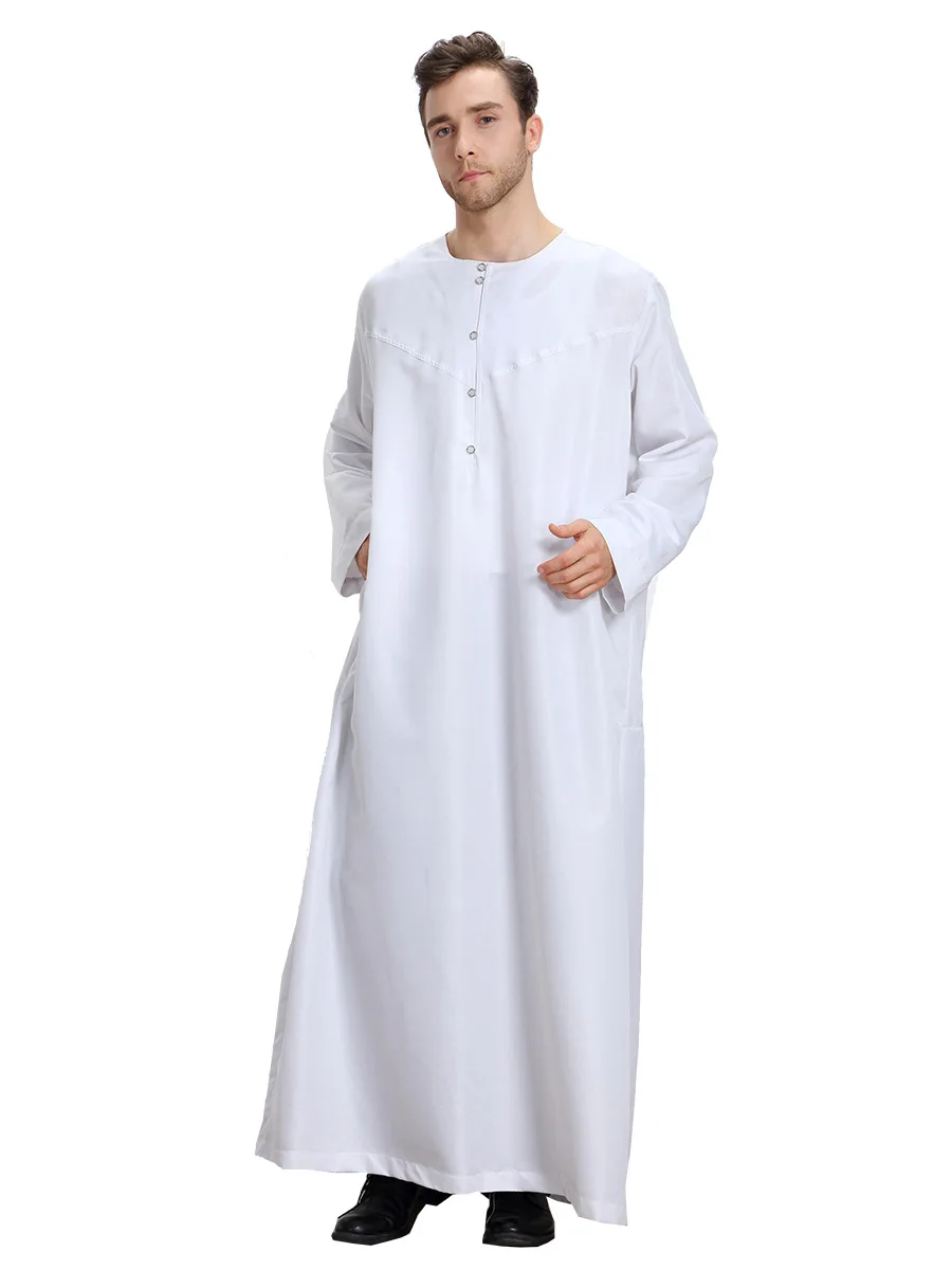 Мусульманское мужское кимоно джубба ТОБ длинный халат кафтан сплошной Saudi Musulman одежда Кафтан абайя ислам Дубай арабское платье ислам ic