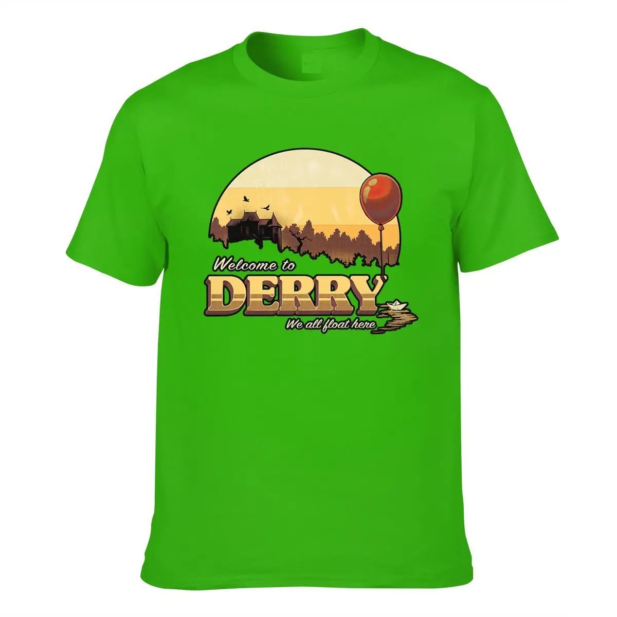 

Cotton High Quality Derry Tops 100% Balloons Welcome To T Shirts It Horror Movie T Shirt Pennywise