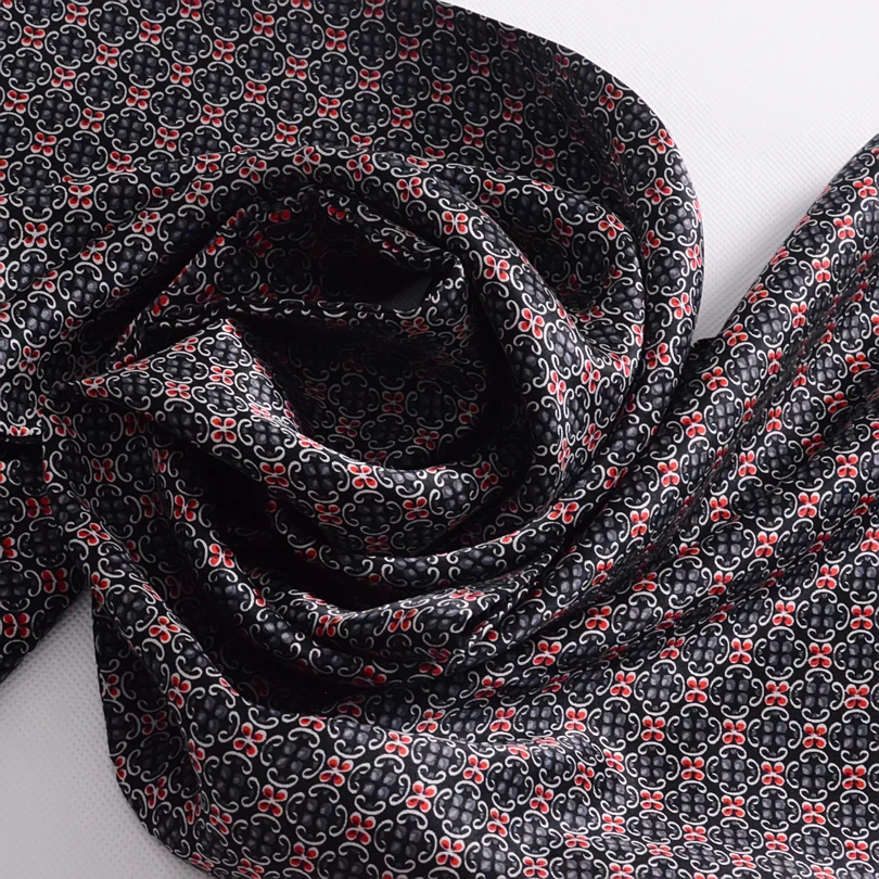 Black Red Long Scarves For Men Fashion Accessories Male Pure Silk Scarf Cravat Winter Flowers Pattern Scarf 160*26cm Knitted Scarf Cashmere Scarf Tactical Scarf Neck Wrap Fleece Scarf Polar Fleece Scarf