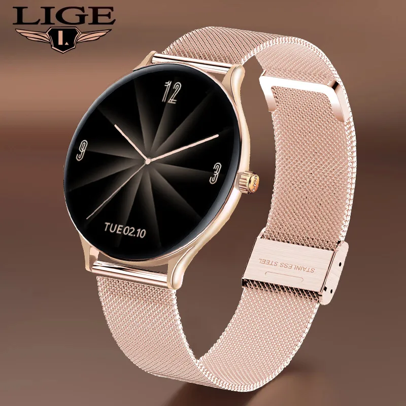 LIGE Ladies Smart Watch Women smartwatch Sports Health Fitness Tracker Waterproof Full circle touch screen reloj inteligente