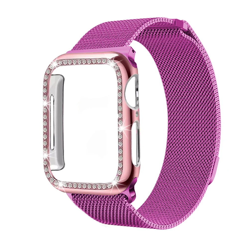 Dragon fruit Миланский ремешок для наручных часов Apple Watch 38 мм, 42 мм, iwatch, версия 5/4/3/2/1 нержавеющая сталь чехол+ ремень для 5 серии 40 мм 44 аксессуары - Цвет ремешка: Dragon fruit