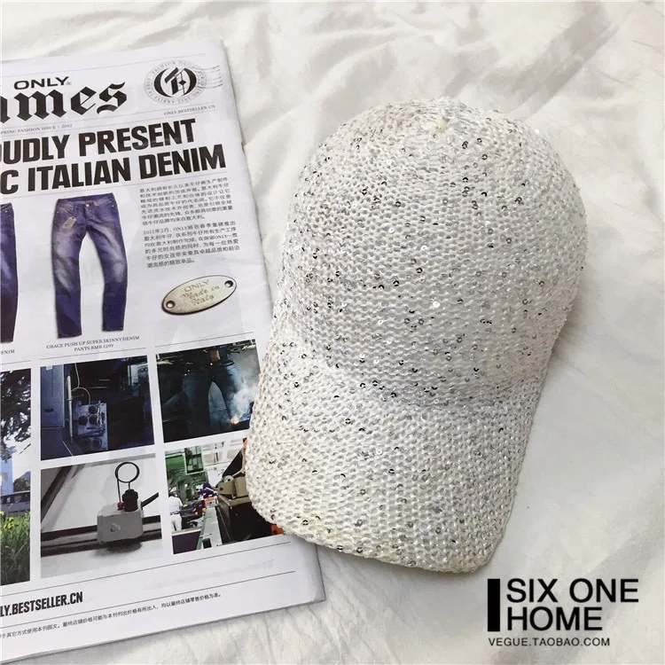 Baseball Cap Sequins Baseball Cap Women Snapback Mesh Breathe Caps Messy Bun Summer Hat Female Adjustable Hip Hop Hats glitter