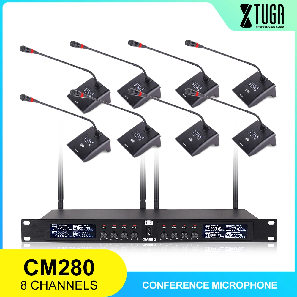 Профессиональный микрофон XTUGA CM280 8 каналов UHF гусиная шея беспроводная связь