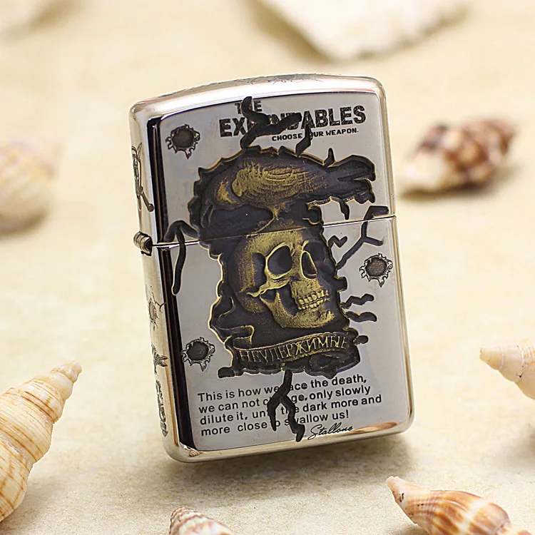 

Genuine Zippo oil lighter copper 3D Carving Dare-to-die corps cigarette Kerosene lighters Gift With anti-counterfeiting code 167