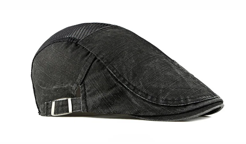 Wuaumx Summer Men's Hats Hollow Out Berets Hat Women Breathable Cotton Visors Driver Cap Mesh Herringbone Newsboy Cap Adjustable male beret hat
