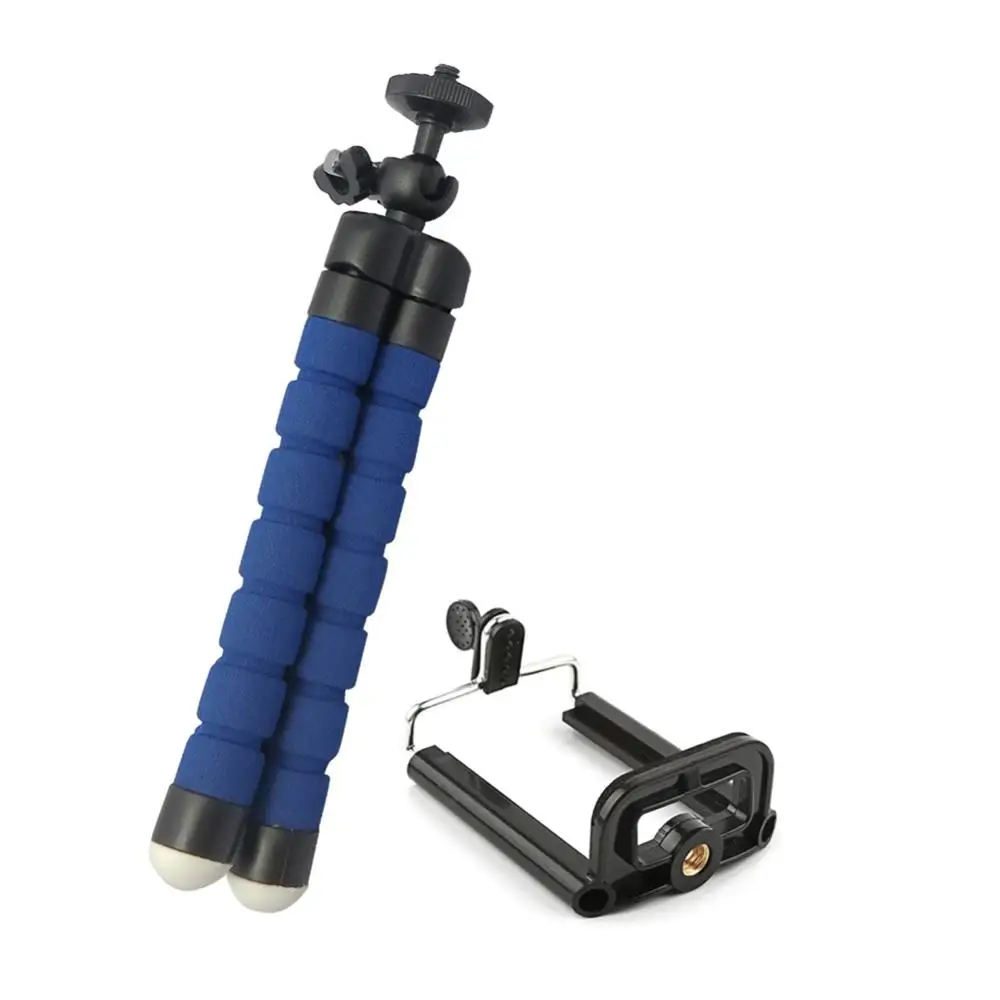 Blue With Clip Штативы для телефона селфи держатель камеры Клип смартфон монопод трип стенд Осьминог портативный мини штатив stativ для телефона - Цвет: Blue With Clip