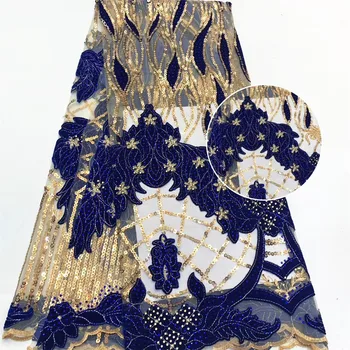 

African Velvet Net Lace Fabric Embroidered Nigerian Lace Fabrics For Weddind dress High Quality shinning sequin fabric N2894