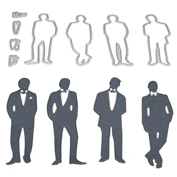 

4pcs Suit Man Metal Cutting Dies DIY Scrapbooking Embossing Paper Card Craft Cut Die Mold Die Cuts Knife Mould Blade Stencils