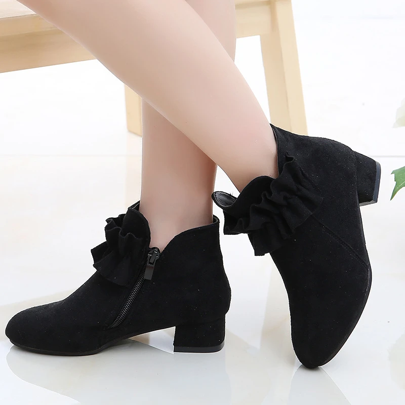 Botas de nieve tacón alto de encaje para niñas, botines grandes de princesa, zapatos de 4, 5, 6, 7, 8, 9, 10, 11, 12 años, invierno, 2022|Botas| - AliExpress