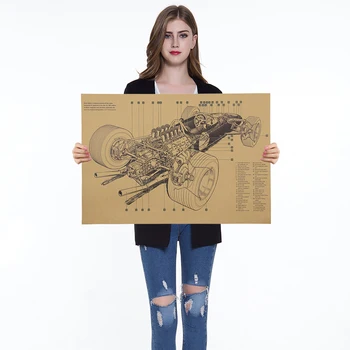 

1PC Car Design Nostalgia Photo Kraft Paper Bar Poster Room Decoration Retro Poster Decorative Wall Stickers Painting 50x35cm