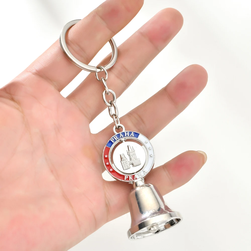 Creative Bell Pendants Keychain Travel Crafts Praha Souvenir Keryrings For Women Bag Cool Keychains For Men