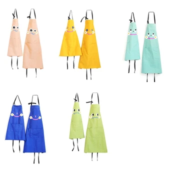

Cotton Parent-Child Apron Sleeveless Bib Painting Smock Adult Children Japan and South Korea Apron