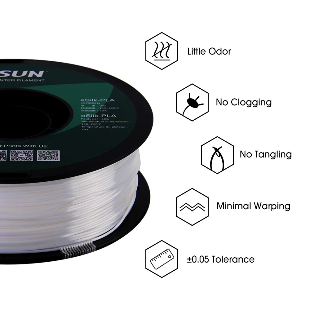 Materiais para Impressoras Impressão de Arte 1.75mm de Seda Esun Seda Filamento Impressora 1kg 2.2 Libras Carretel Faça Você Mesmo Pla 3d - Imagem 3