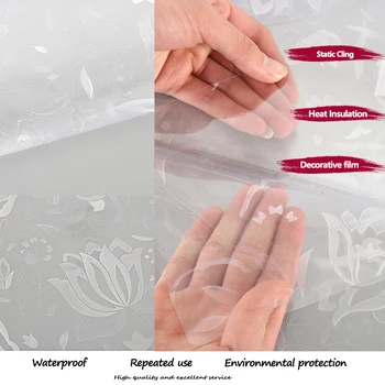

3D Window Film 50cm/45cm/30cm Privacy Decorative Film Non-Adhesive Static Cling Glass Sticker for Home Kitchen Office