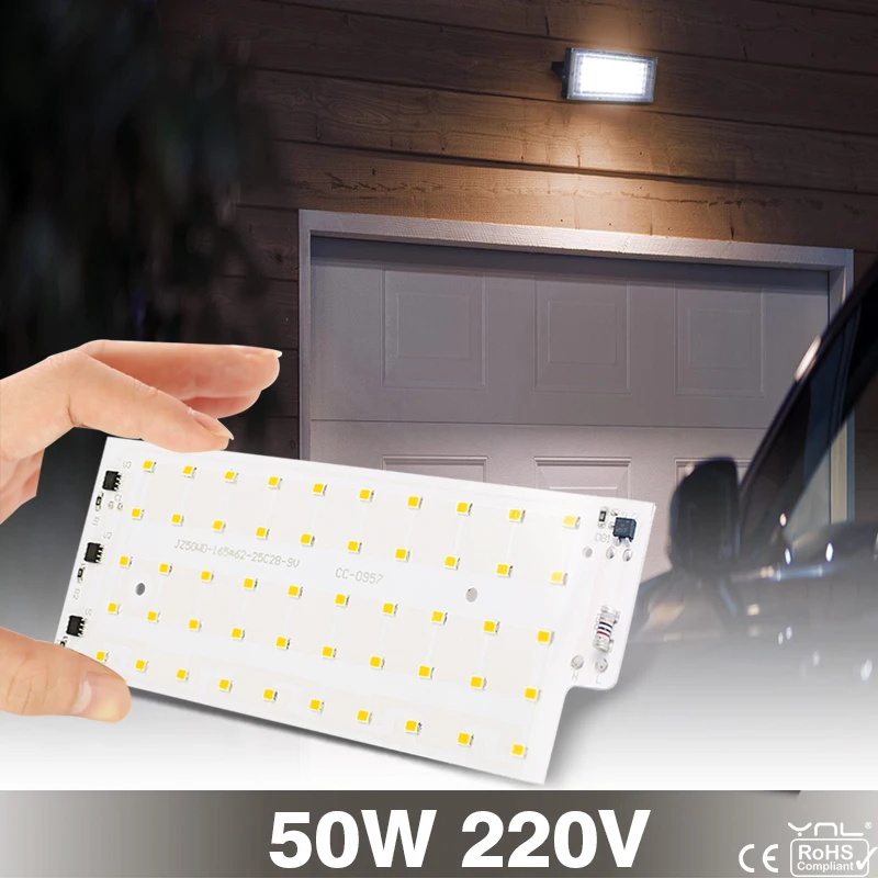 2 개/몫 50W LED 램프 구슬 SMD 2835 LED 칩 스마트 IC 투광 조명 220V 240V 야외 DIY LED 전구 홍수 빛 스포트라이트 조명