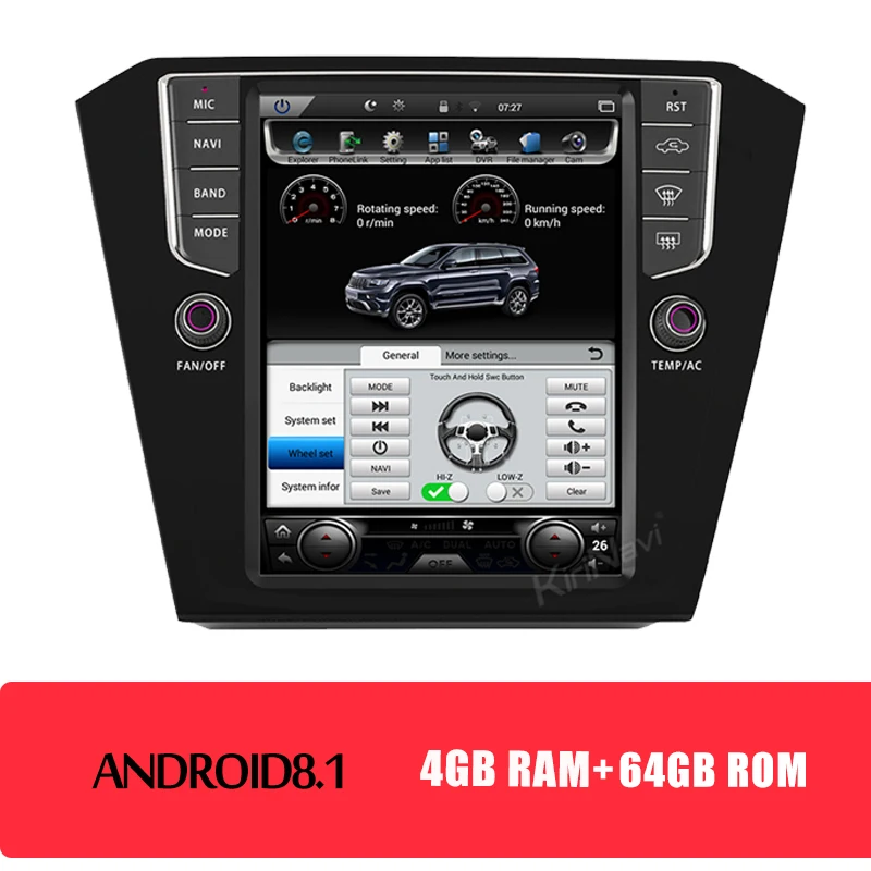 Android Car Radio Вертикальный экран в стиле киринави Тесла, 10,4 дюйма, Android 8,1, автомобильный dvd-плеер, Автомобильный gps навигатор, Автомагнитола для Volkswagen VW Passat B8 - Цвет: Android Car Radio
