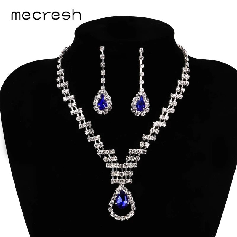 Mecresh Elegant Bridal Jewelry Sets Simple Women Choker Necklace Earrings Wedding MTL613 | Украшения и аксессуары