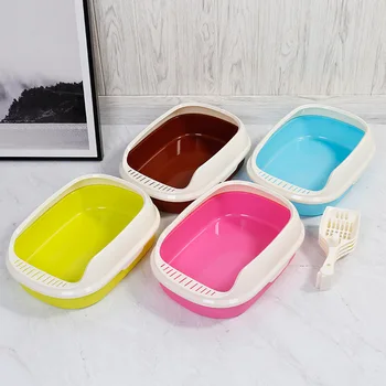 

new cat semi closed splash proof colur litter box toilet can removable and easy storage self cleaning drop resistance cat toilet