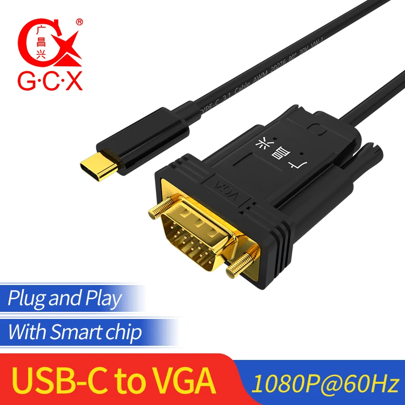 Кабель конвертер GCX USB C на VGA 1080P 60 Гц для Apple New Macbook Chromebook Pixel Dell XPS 13| |