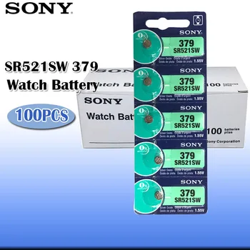 

100pcs Sony 100% Original 379 SR521SW SR63 D379 V379 AG0 Silver Oxide Watch Battery 379 SR521SW Button Coin Cell MADE IN JAPAN
