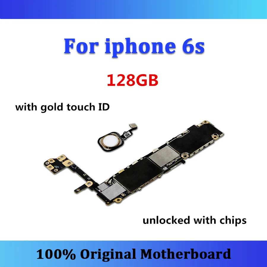 128GB-gold Оригинальная материнская плата для iphone 6s, материнская плата с сенсорным ID, 16 ГБ/32 ГБ/64 Гб/128 ГБ, разблокированная с чипами, материнская плата, карта обновления IOS - Цвет: 128GB-gold