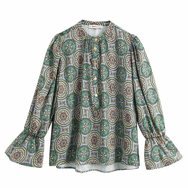 Bb2054 40 женская блузка blusa feminina blusas рубашка с принтом свободного покроя|Блузки| |
